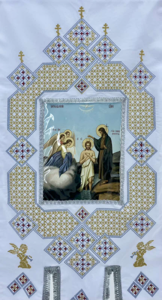 Хоругви вишиті (пара) з комплектом ікон