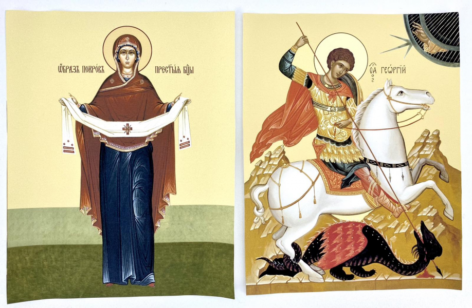 Хоругви вишиті (пара) з комплектом ікон