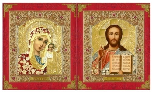 Икона: "Венчальная пара"  (Софрино цвет.) 18х21