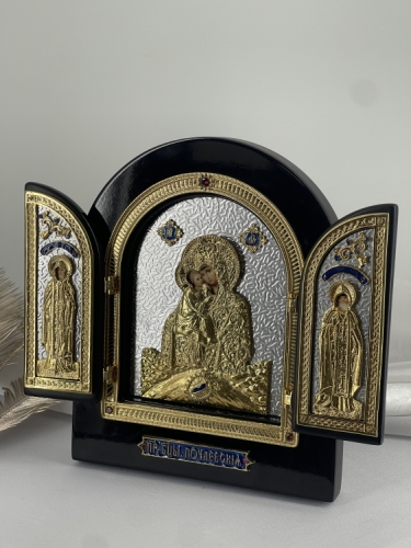 Ікона-складень "Богородиця Почаївська" 18x22x3,5см