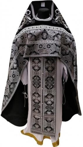 Облачення священника комбіноване з парчі "Афонський хрест", з вишитим опліччям, візерунок "Новий візерунок"