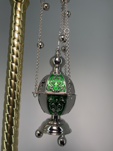 Кадило шестигранне, срібло з кольоровою емаллю з дзвіночками