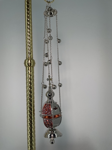 Кадило шестигранне, срібло з кольоровою емаллю з дзвіночками