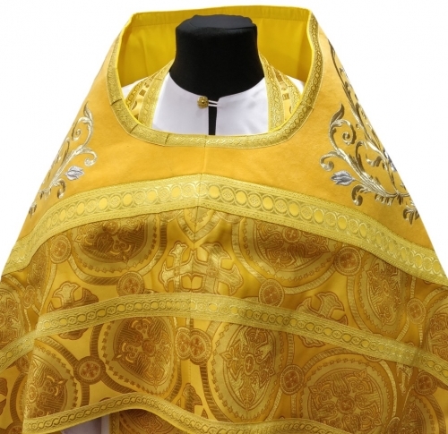 Облачение священника комбинированное из парчи "Киевский крест", с вишитим оплечием, вышивка "Роза"