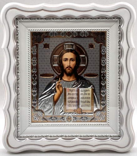 Ікони "Вінчальна пара" літ. тиснена, біл., пат. зол. 27х24см