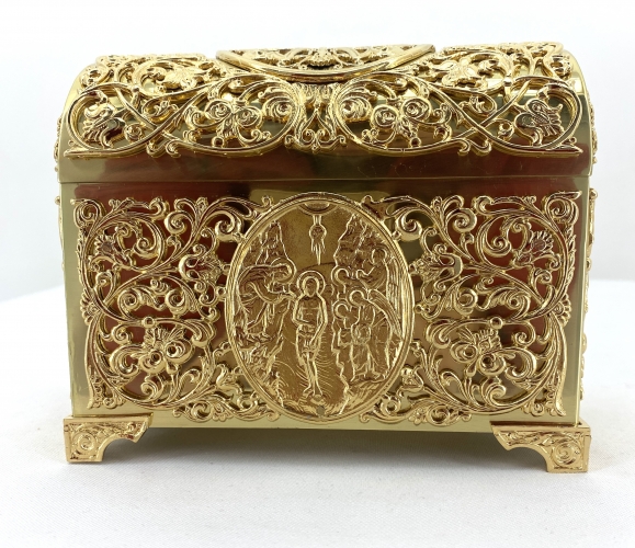 Хрестильний ящик латунь - золото 15х12,5см