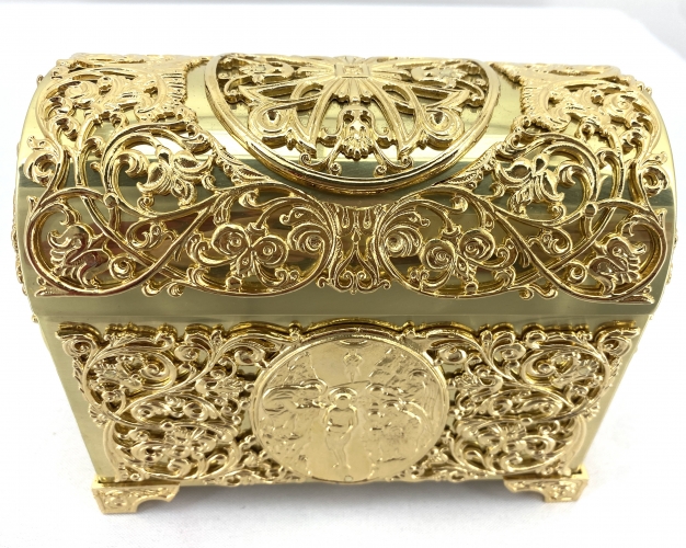 Хрестильний ящик латунь - золото 15х12,5см