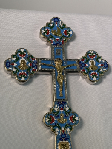 Хрест напрестольний, металевий, з емаллю (Н. В.) 31,5х18см