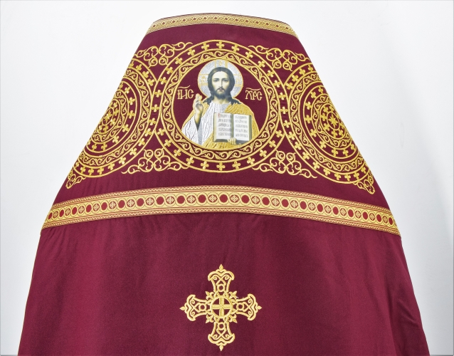 Облачение священника вишитое на габардине, вишивка "Круг" с пришитим галуном