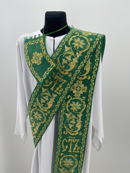 Орар подвійний з поручами, вишивка "Листочок"