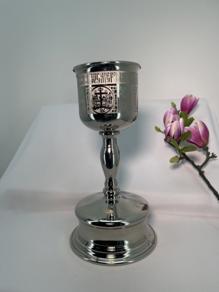 Потир - чаша 1л нікелювання, лазерне гравірування, висота 29см