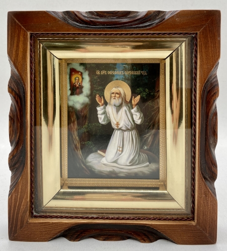 Икона свящ. прп. Серафим Саровский 19х17