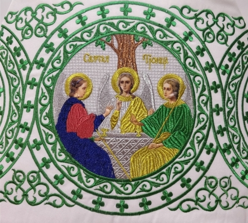 Облаченя священника, вишите на габардині, вишивка "Коло" з пришивним галуном