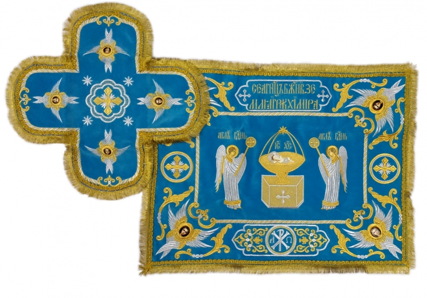 Покровці та воздух з вишивкою "Ангел", з бахромою