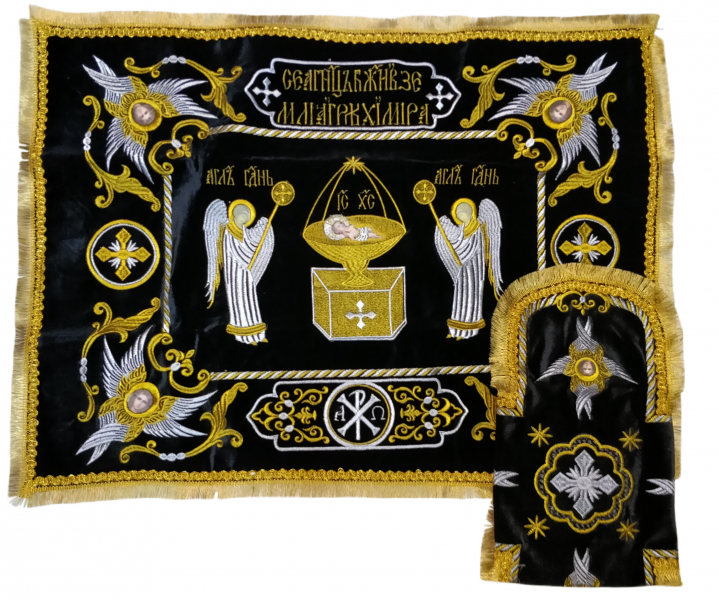 Покровці та воздух з вишивкою "Ангел", з бахромою