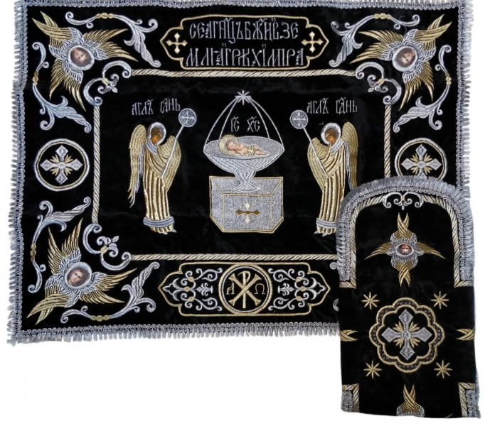 Покровці та воздух з вишивкою "Ангел", з бахромою