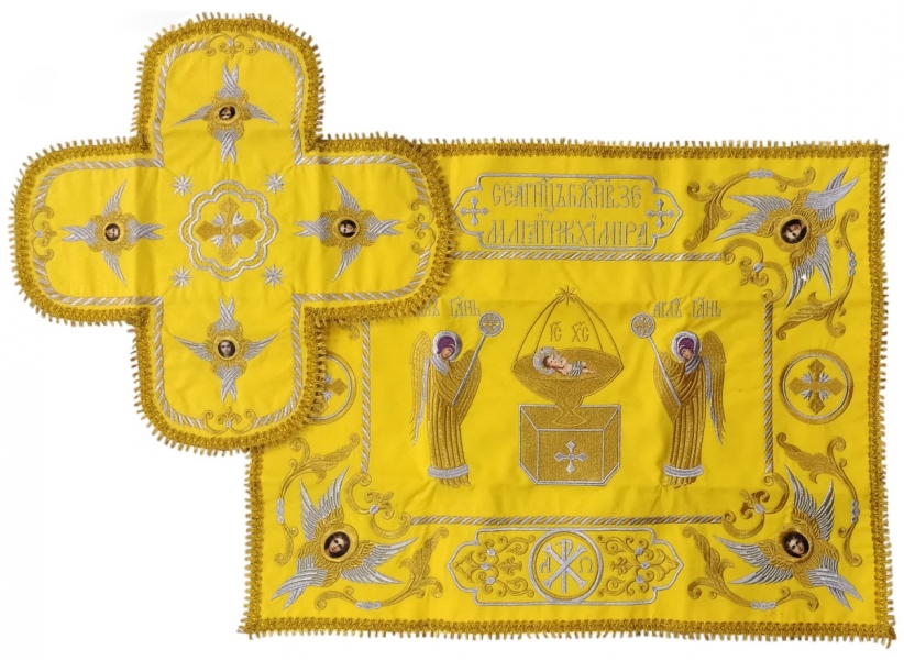 Покровці та воздух з вишивкою "Ангел", з бахромою