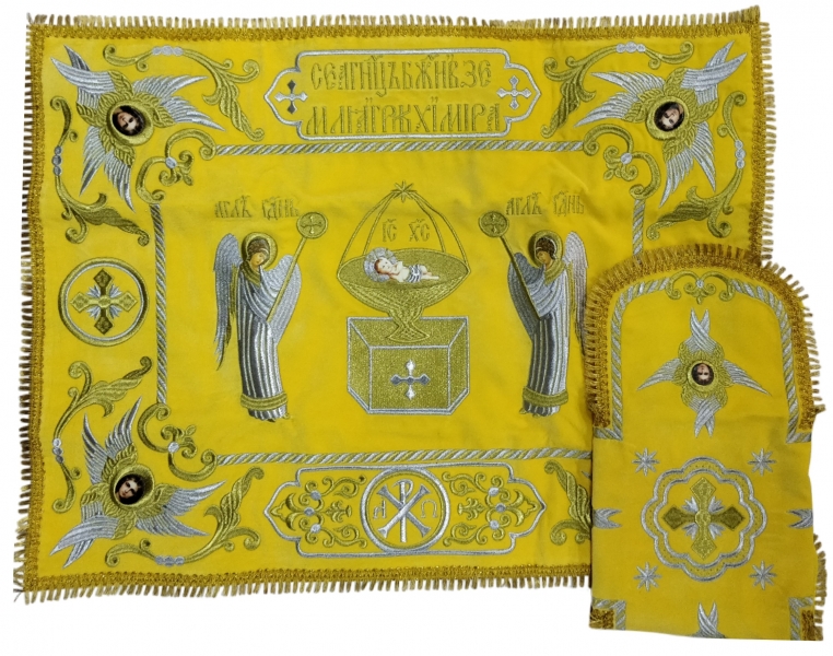 Покровці та воздух з вишивкою "Ангел", з бахромою