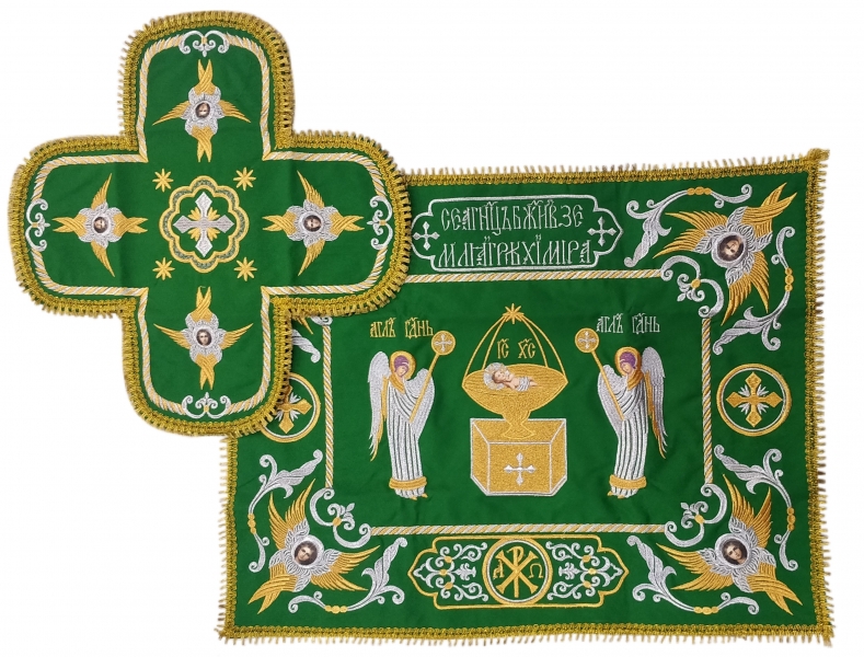 Покровці та воздух з вишивкою "Ангел", з бахромою