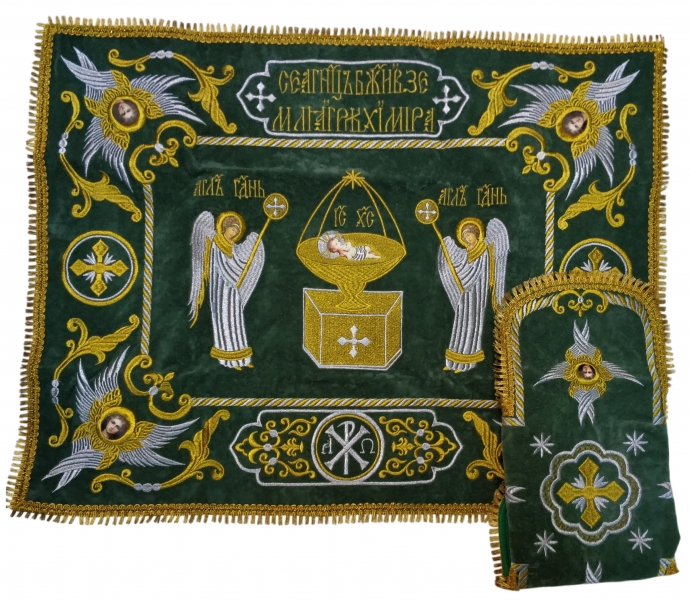 Покровці та воздух з вишивкою "Ангел", з бахромою