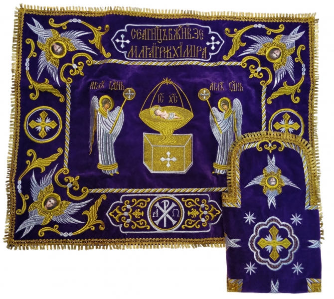 Покровці та воздух з вишивкою "Ангел", з бахромою