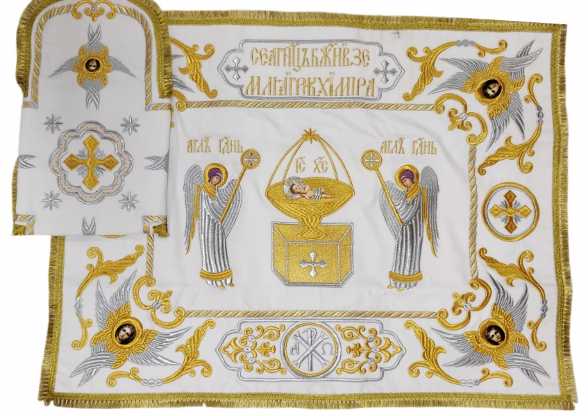 Покровці та воздух з вишивкою "Ангел", з бахромою