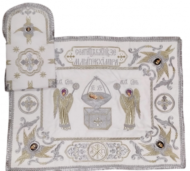 Покровці та воздух з вишивкою "Ангел", з бахромою