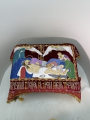 Плащаниця вишита на оксамиті церковнослов'янською мовою, вишивка орнамент, з предстоящими, лицева вишивка 120х85 