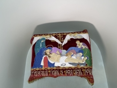 Плащаниця вишита на оксамиті церковнослов'янською мовою, вишивка орнамент, з предстоящими, лицева вишивка 120х85 