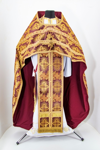 Облачення священника, з парчі "Сонячний хрест" з пришивним галуном