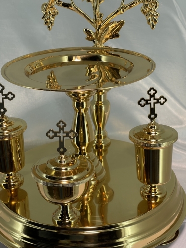 Літейне блюдо, позолота, діаметер 31см, висота 43см