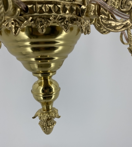 Панікадило 6св. мале, польськ. крон. хрест сяйво. цеп лат. 4 лан. дов. 86см шир. 65см (тарілк. 15см)