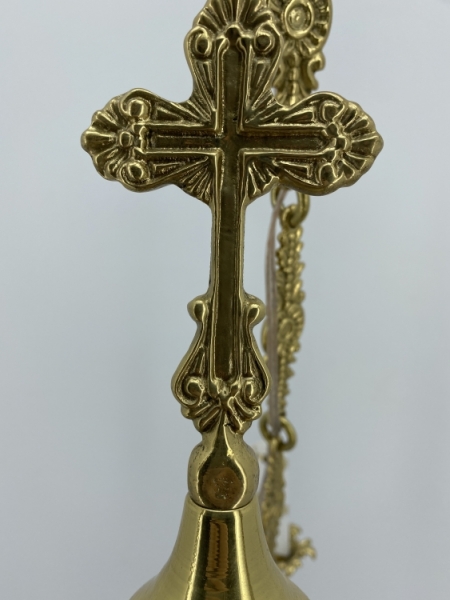 Панікадило 6св. мале, польськ. крон. хрест сяйво. цеп лат. 4 лан. дов. 86см шир. 65см (тарілк. 15см)