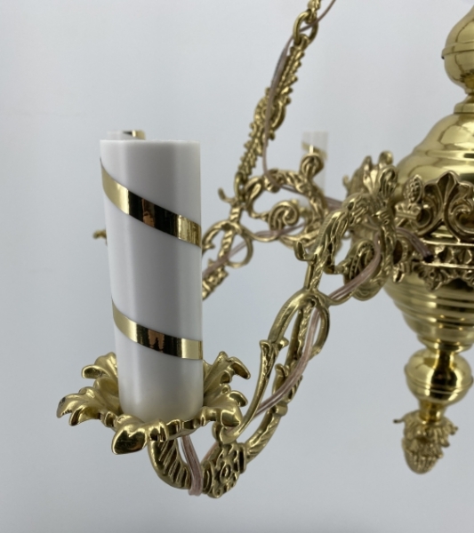 Панікадило 6св. мале, польськ. крон. хрест сяйво. цеп лат. 4 лан. дов. 86см шир. 65см (тарілк. 15см)