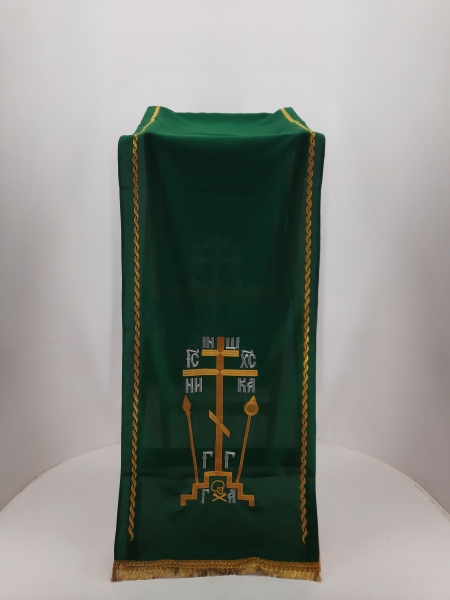 Накидка "Хрест - косичка" на аналой, з дешевою бахрамою