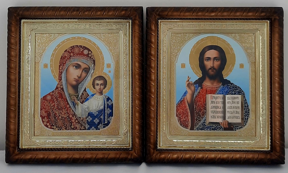 Ікони "Вінчальна пара" блак. фон 22,5х25,5