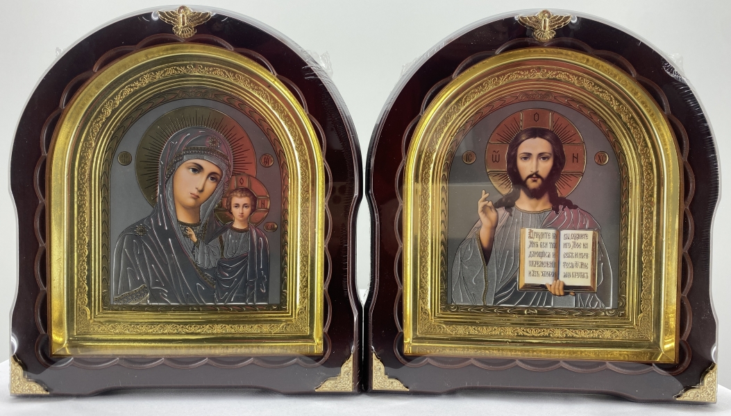 Ікони "Вінчальна пара" літ. сіра. кор. без пат. зол. рам. 27х25см