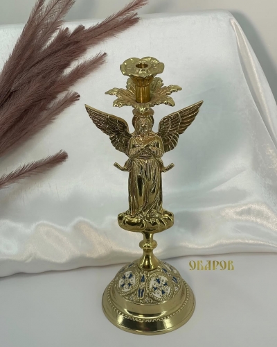 Подсвечник Ангел синяя эмаль