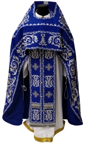 Облачение священника, вишитое на габардине, вишивка "Роза" с вишитим галуном