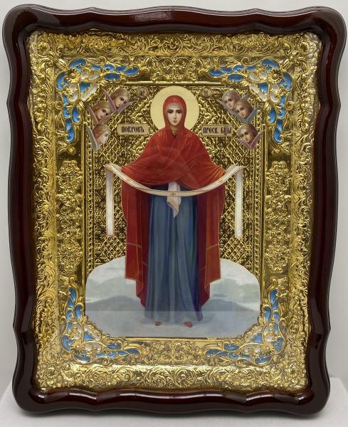 Ікона Покров Пресвятої Богородиці (рост) 62х49см блак. ем. 