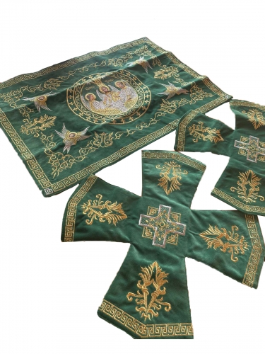 Покровці та воздух з вишивкою "Вогник", з вишитим галуном