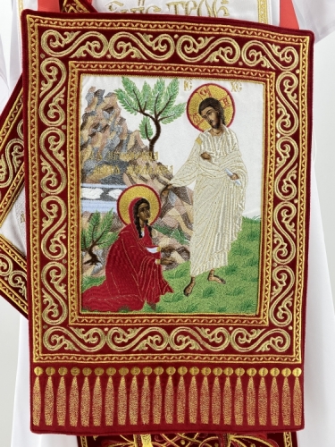 Комбіноване облачення священника вишите на оксамиті, з вишитими іконами, вишивка "Пасхальна"