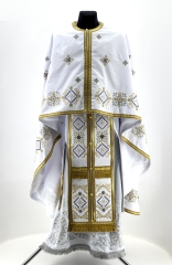 Облачення священника грецький крій, вишите французьким хрестиком на габардині з пришивним галуном