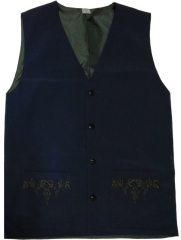 Жилетка с вышивкой "Виноград" синего цвета, мокрый шелк 