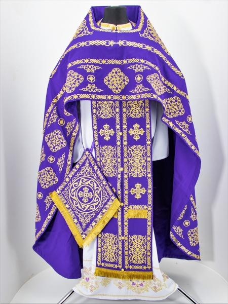 Облачення священника вишите на габардині, вишивка "Коло" з вишитим галуном