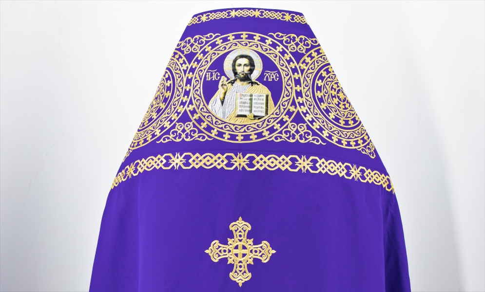 Облачення священника вишите на габардині, вишивка "Коло" з вишитим галуном