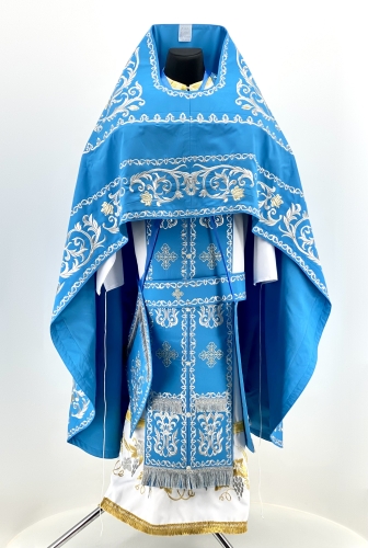 Облачение священника вишитое на габардине, вишивка "Роза" с вишитым галуном