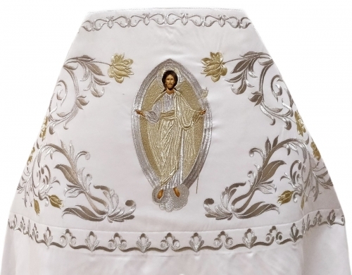 Облачение священника, вишитое на габардине, вишивка "Роза" с вишитым галуном