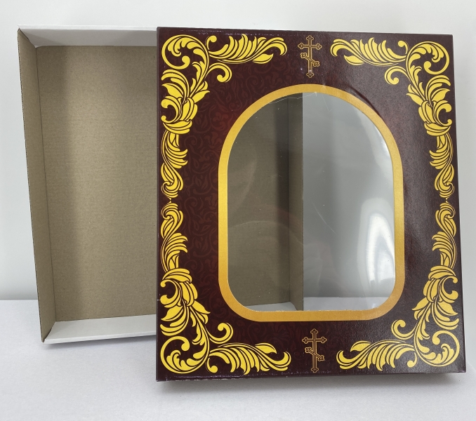 Ікони "Вінчальна пара" ((літ. купол жов. блак.) біл. зол. пат. зол. рам.) 27х25см