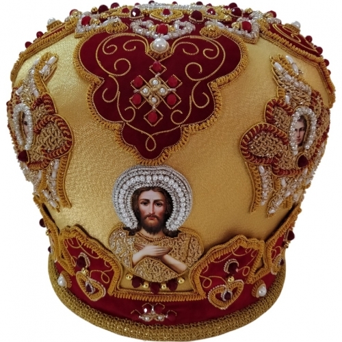Митра  "Херувим"  жёлто - бордовая 